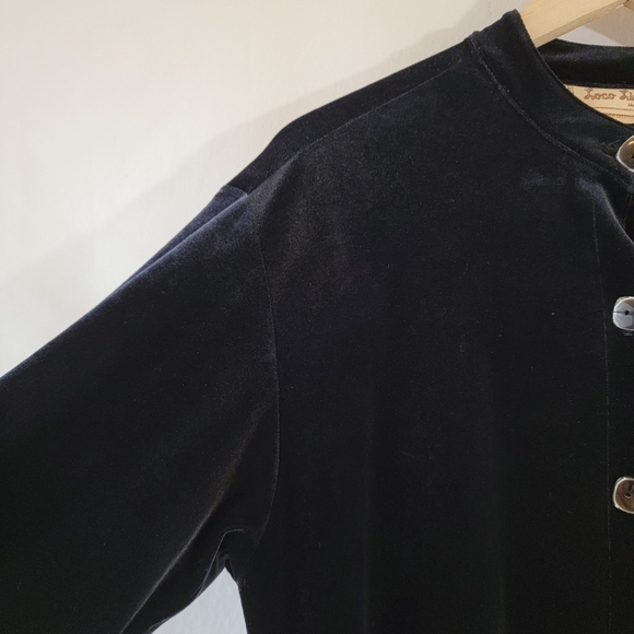 VTG 70's Black Button-Up Long Sleeve Velvet Shirt Sz Small Whimsygoth Grunge - Picture 4 of 11
